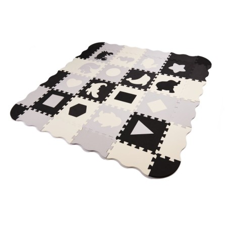 SUUR PUSLEMATT ÄÄRTEGA, 36 OSA, MUST/HALL/ECRU