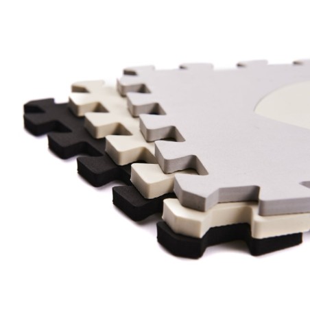 SUUR PUSLEMATT ÄÄRTEGA, 36 OSA, MUST/HALL/ECRU