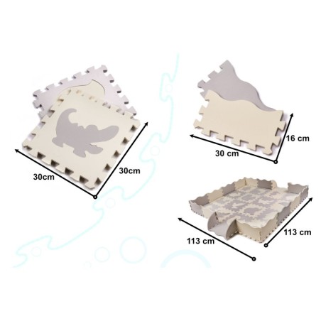 Suur puslematt äärtega, 36 osa, hall/ecru