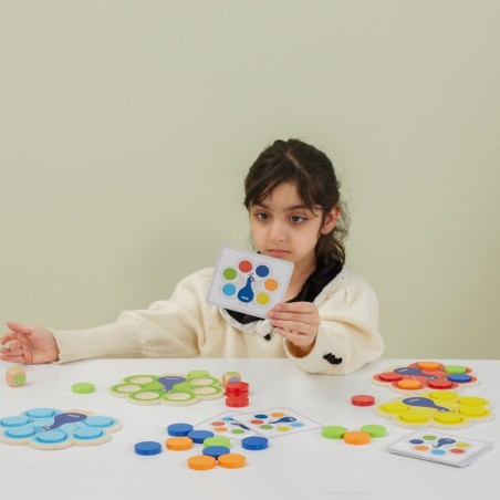 Puidust värvide sobitamise Mäng Paabulinnu saba Montessori + kaardid