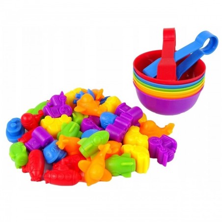 Montessori mäng, loendama ja värvide õppimine, sõidukid