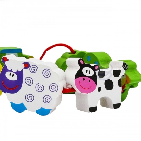 Puidust nöörimismäng Farm 13 elemendiga