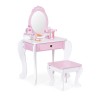 Suur laste tualettlaud peegli ja taburetiga, 7 aksessuaari