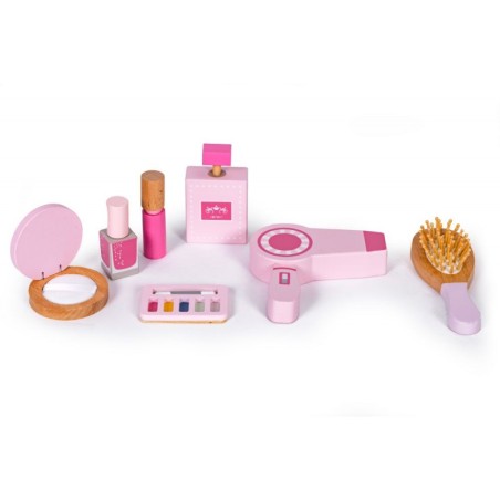 Suur laste tualettlaud peegli ja taburetiga, 7 aksessuaari