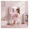 Suur tualettlaud tüdrukutele kolmekordse peegli, tabureti ja sahtliga