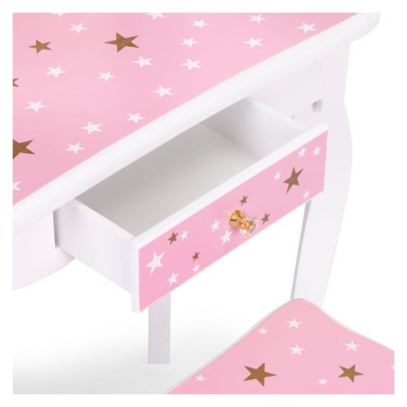Suur tualettlaud tüdrukutele kolmekordse peegli, tabureti ja sahtliga