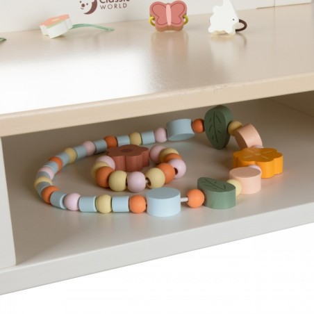 CLASSIC WORLD puidust tualettlaud peegli, tooli ja aksessuaaridega, pastell