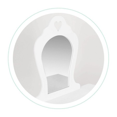 Suur peegliga laste tualettlaud tüdrukutele, valge