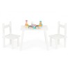 Laud ja 2 tooli, valge