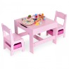 Lastemööbli komplekt – laud + 2 tooli koos tahvliga, roosa