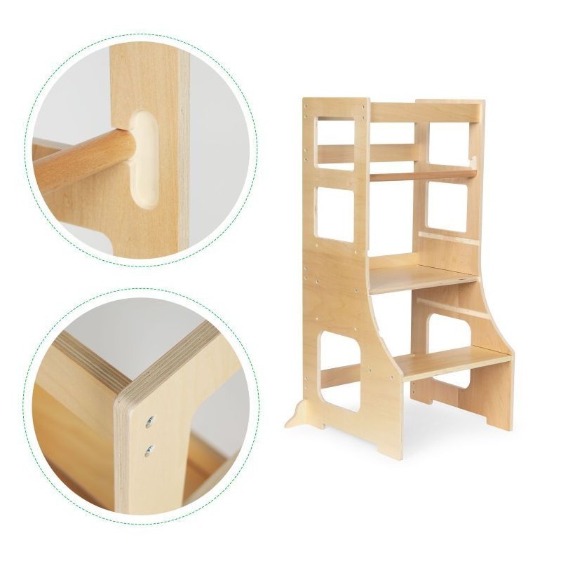 Laste puidust köögiabiline, naturaalne