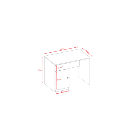 Kirjutuslaud valge 100x60x74 cm