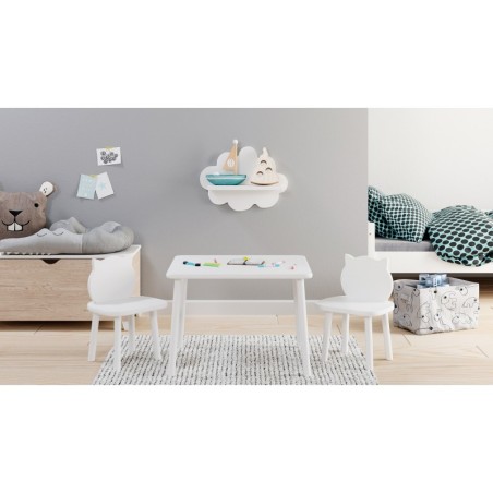 Laste puidust laua ja toolide komplekt Kitten, valge