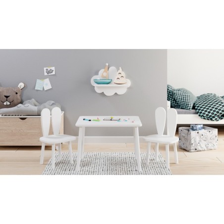 Laste puidust laua ja toolide komplekt Bunny, valge