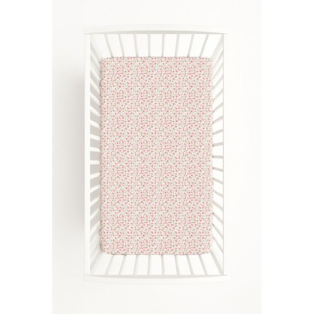 Kummiga voodilina 120x60 cm, little pink flowers
