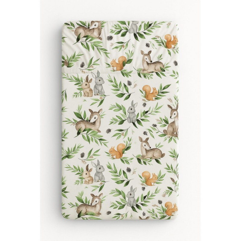 Kummiga voodilina 120x60 cm, woodland green