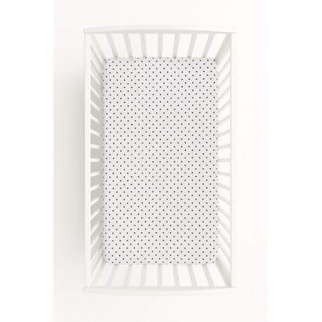 Kummiga voodilina 120x60 cm, mustad täpid valgel