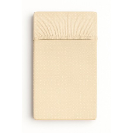 Kummiga voodilina 120x60 cm, valged täpid beežil