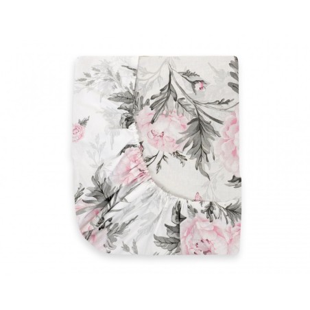 Kummiga voodilina 120x60 cm, Romantic peonies