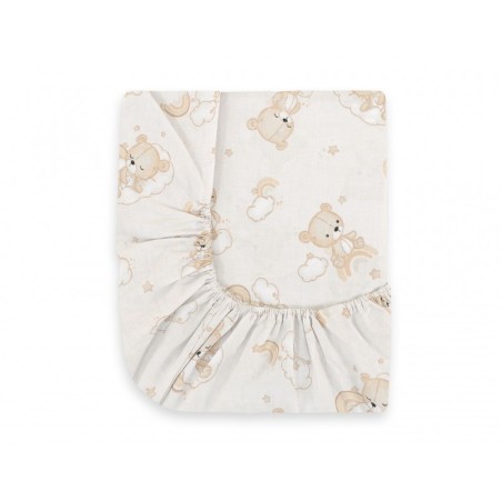 Kummiga voodilina 120x60 cm, Rainbow beige bear