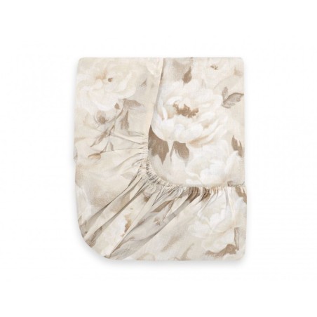 Kummiga voodilina 120x60 cm, peonies beige