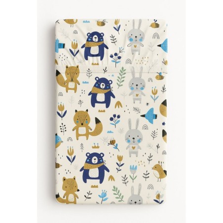 Kummiga voodilina 120x60 cm, navy blue bears