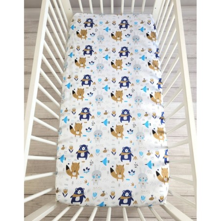 Kummiga voodilina 120x60 cm, navy blue bears