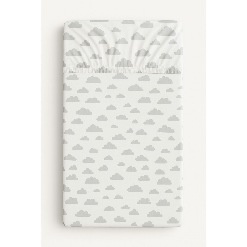 Kummiga voodilina 120x60 cm, clouds gray