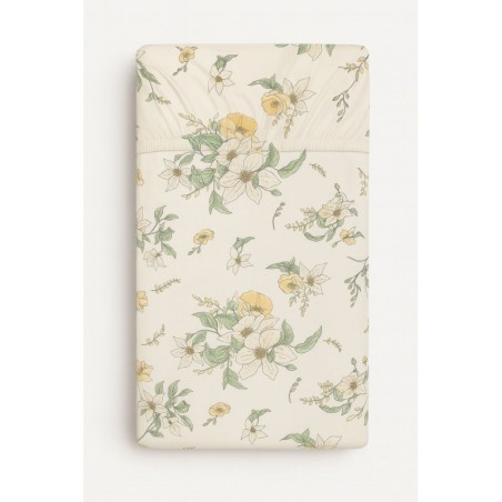 Kummiga voodilina 120x60 cm, clematis on beige