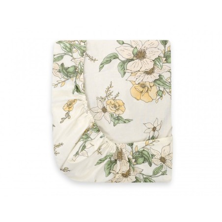 Kummiga voodilina 120x60 cm, clematis on beige