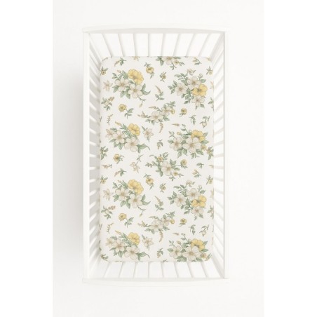 Kummiga voodilina 120x60 cm, clematis on beige