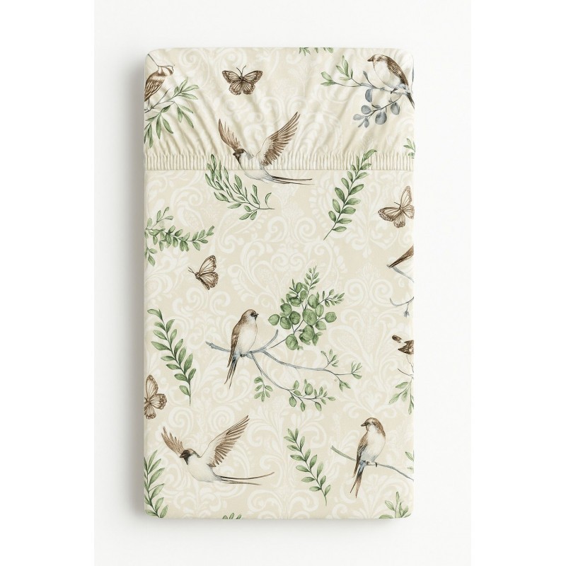 Kummiga voodilina 120x60 cm, brown birds