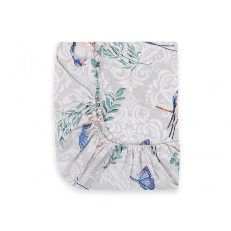 Kummiga voodilina 120x60 cm, blue birds