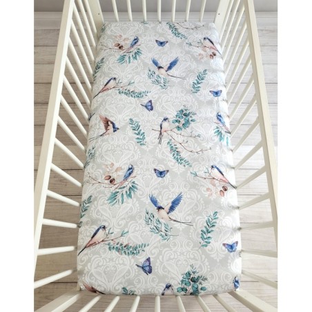 Kummiga voodilina 120x60 cm, blue birds