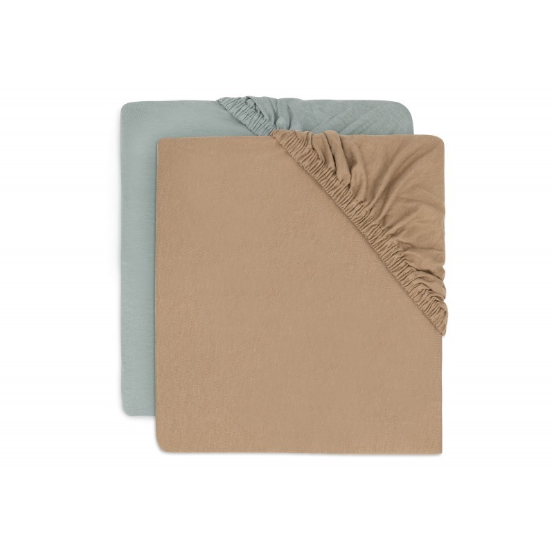 Kummiga voodilinad jersey 60x120 cm, 2 tk, Sea Green/Biscuit