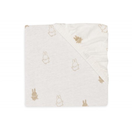 Kummiga voodilina Jersey 60x120cm Happy Miffy Nougat