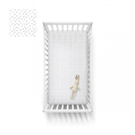 Kummiga voodilina 60x120 cm, light grey dots