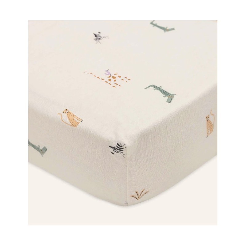 Kummiga lina jersey puuvill, 70x140 cm, Jungle Jambo