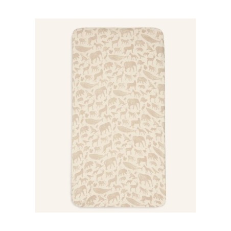 Kummiga lina jersey puuvill, 70x140 cm, Animals Nougat