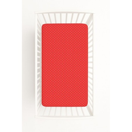 Kummiga voodilina 140x70 cm, punane valged täpid