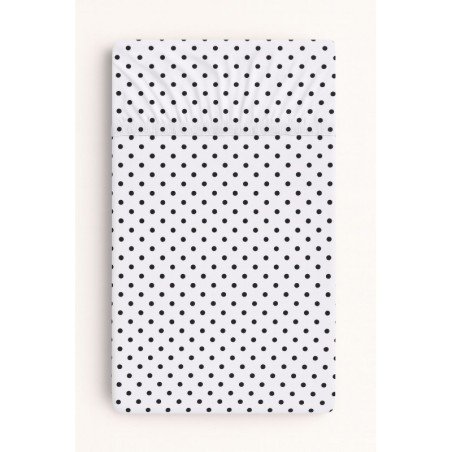 Kummiga voodilina 140x70 cm, valge, mustad täpid