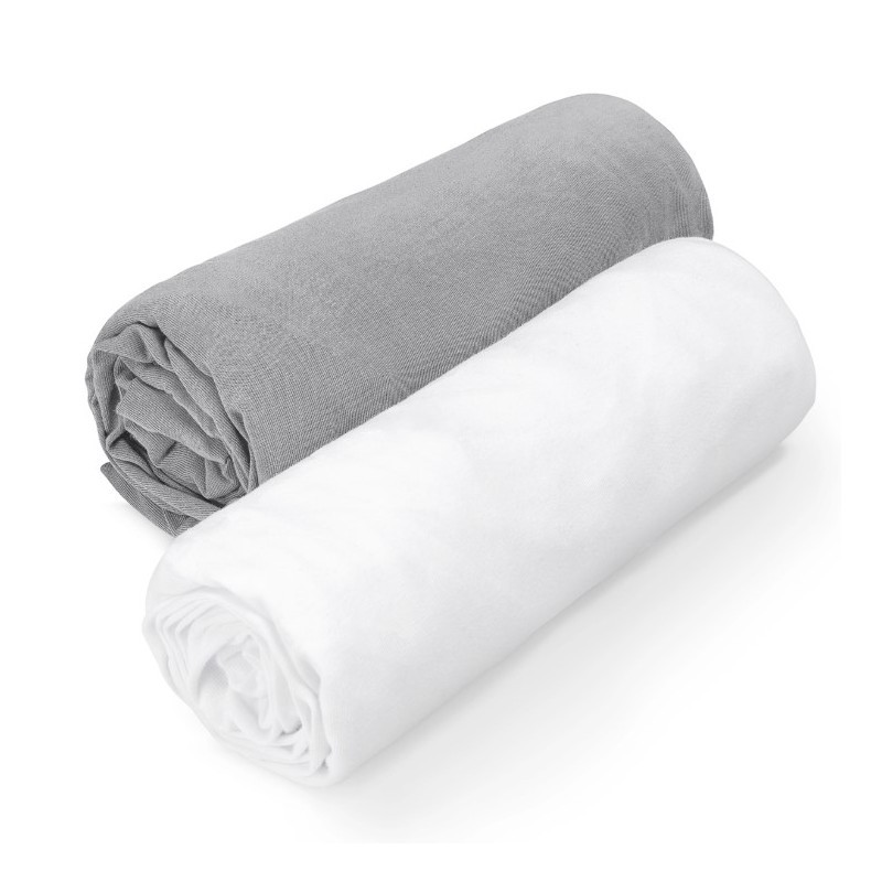 Kummiga voodilinad 70x140 cm, 2 tk, valge/hall