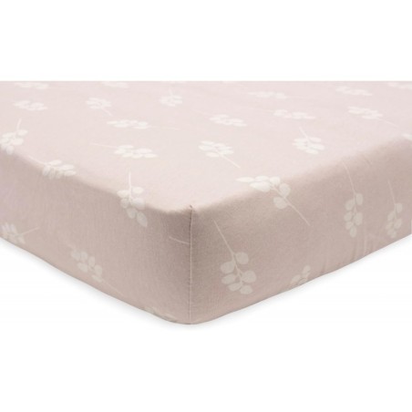 Kummiga lina jersey puuvill, 70x140 cm, Twig Olive pink