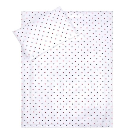 Beebi voodipesukomplekt, hall, sinised punased tähekesed