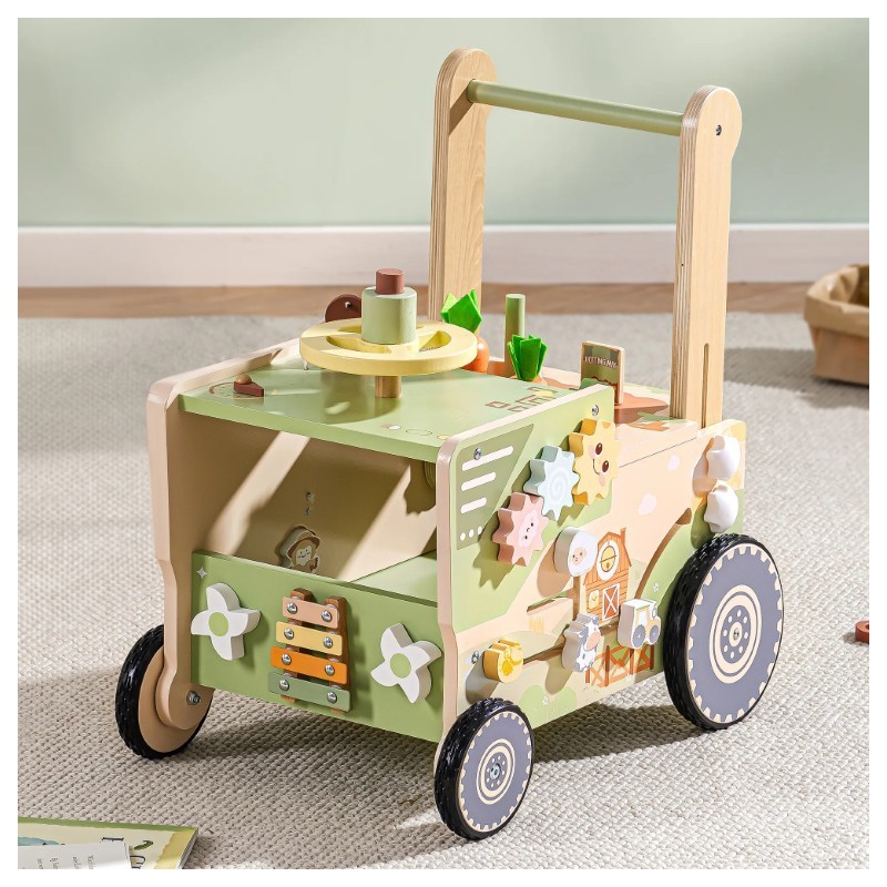 Puidust käimistugi tegeluskeskus Farm traktor roheline