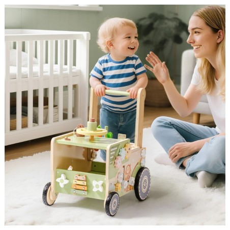 Puidust käimistugi tegeluskeskus Farm traktor roheline