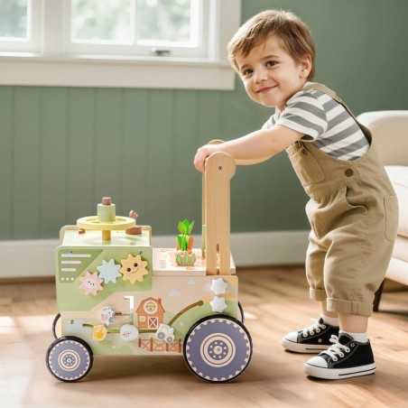 Puidust käimistugi tegeluskeskus Farm traktor roheline