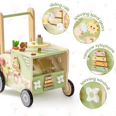 Puidust käimistugi tegeluskeskus Farm traktor roheline