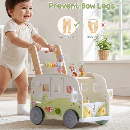 Puidust käimistugi tegeluskeskus buss, roheline