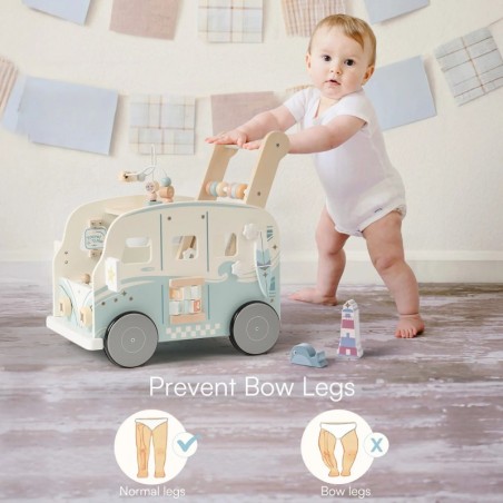 Puidust käimistugi tegeluskeskus buss, sinine